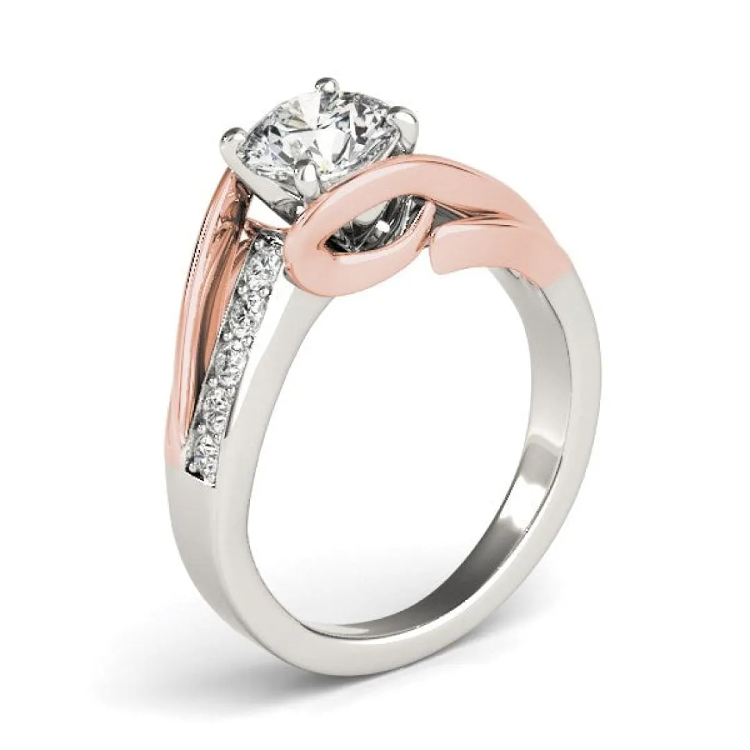 14k White And Rose Gold Bypass Shank Diamond Engagement Ring (1 1/8 cttw)