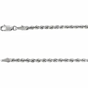 14K White Gold Rope Chain, 20 Inches Long 3 mm  - CH957