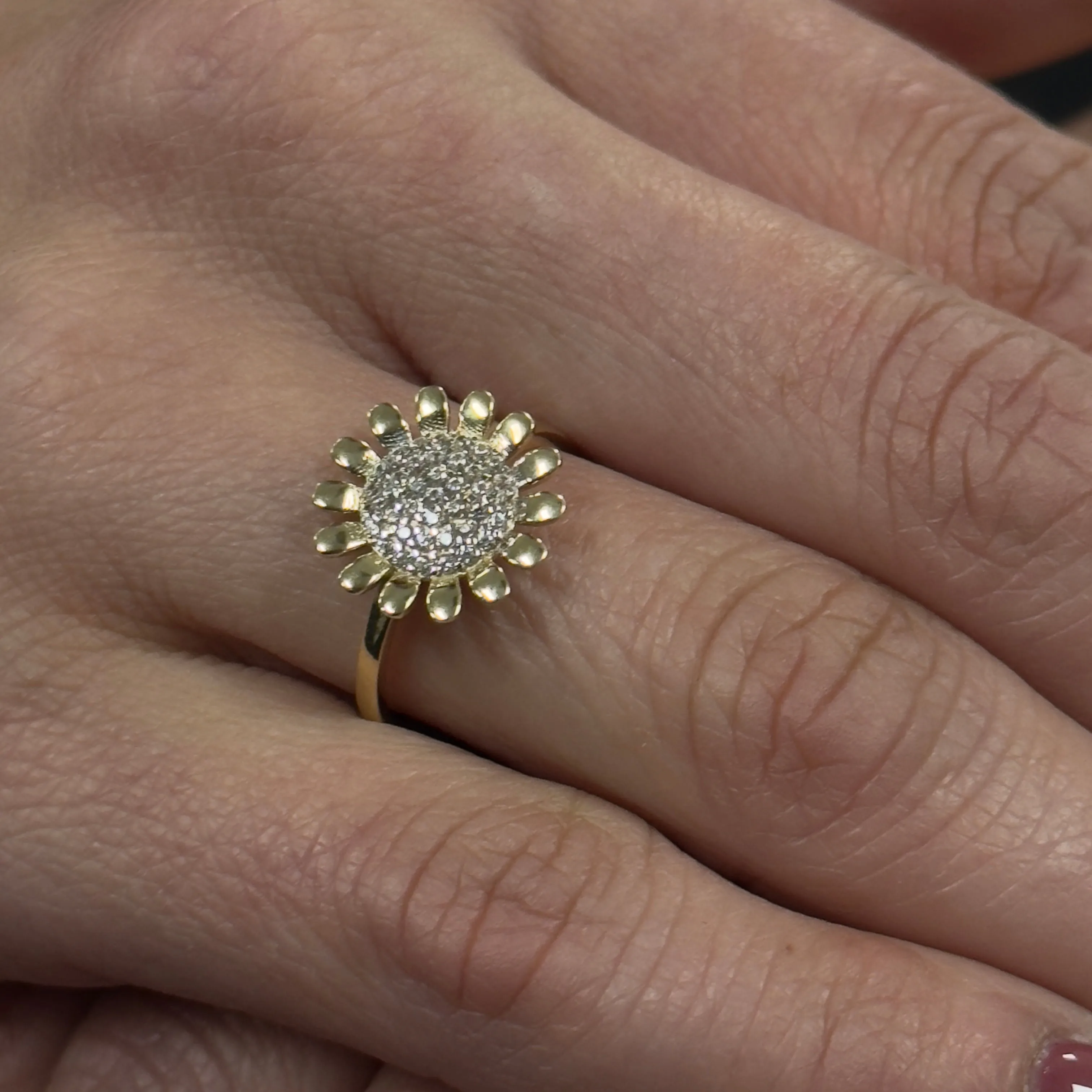 14K Yellow gold sun flower ring-227419