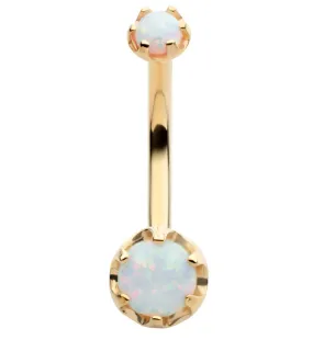 14kt Gold White Opalite Belly Button Ring