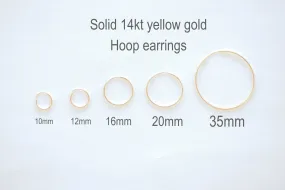 14kt Solid Gold Ear Huggie Hoop Earrings Endless Hoop Earrings Gold Hoops 10mm 12mm 16mm 20mm 35mm Ear Wire Hook Dainty Hoop Earrings