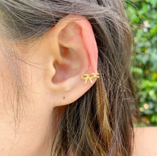 18k Gold Filled Bow Shape Dainty Ear Cuff