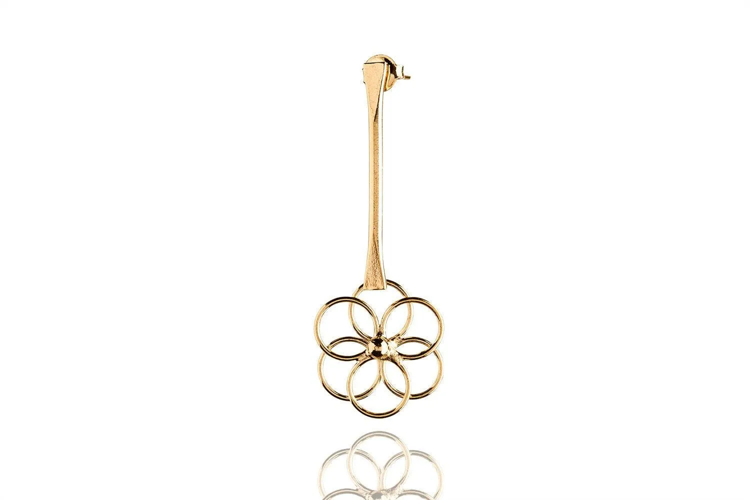 18k Gold Filled Dangling Bar Flower Earrings