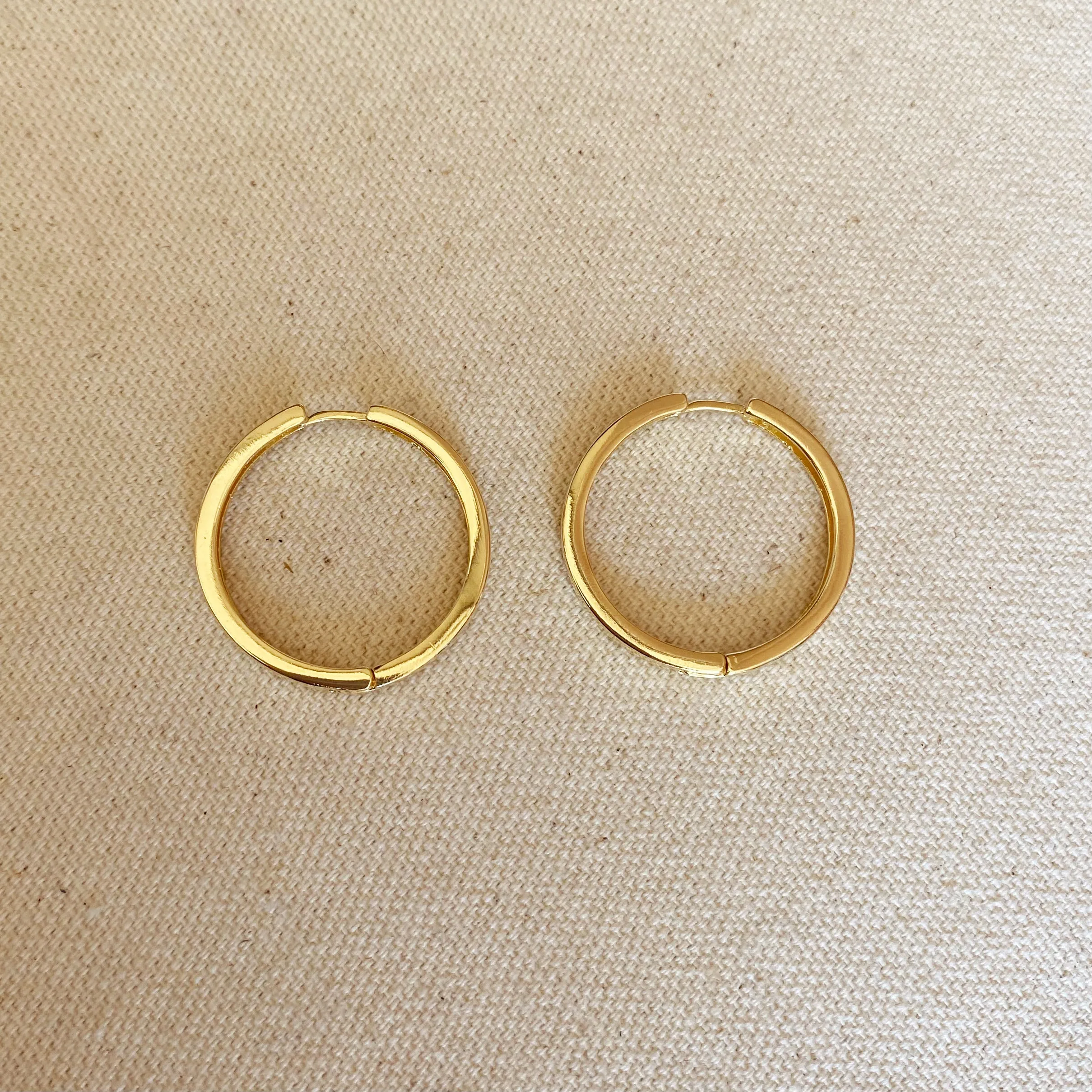 18k Gold Filled Flat Hoop Earrings