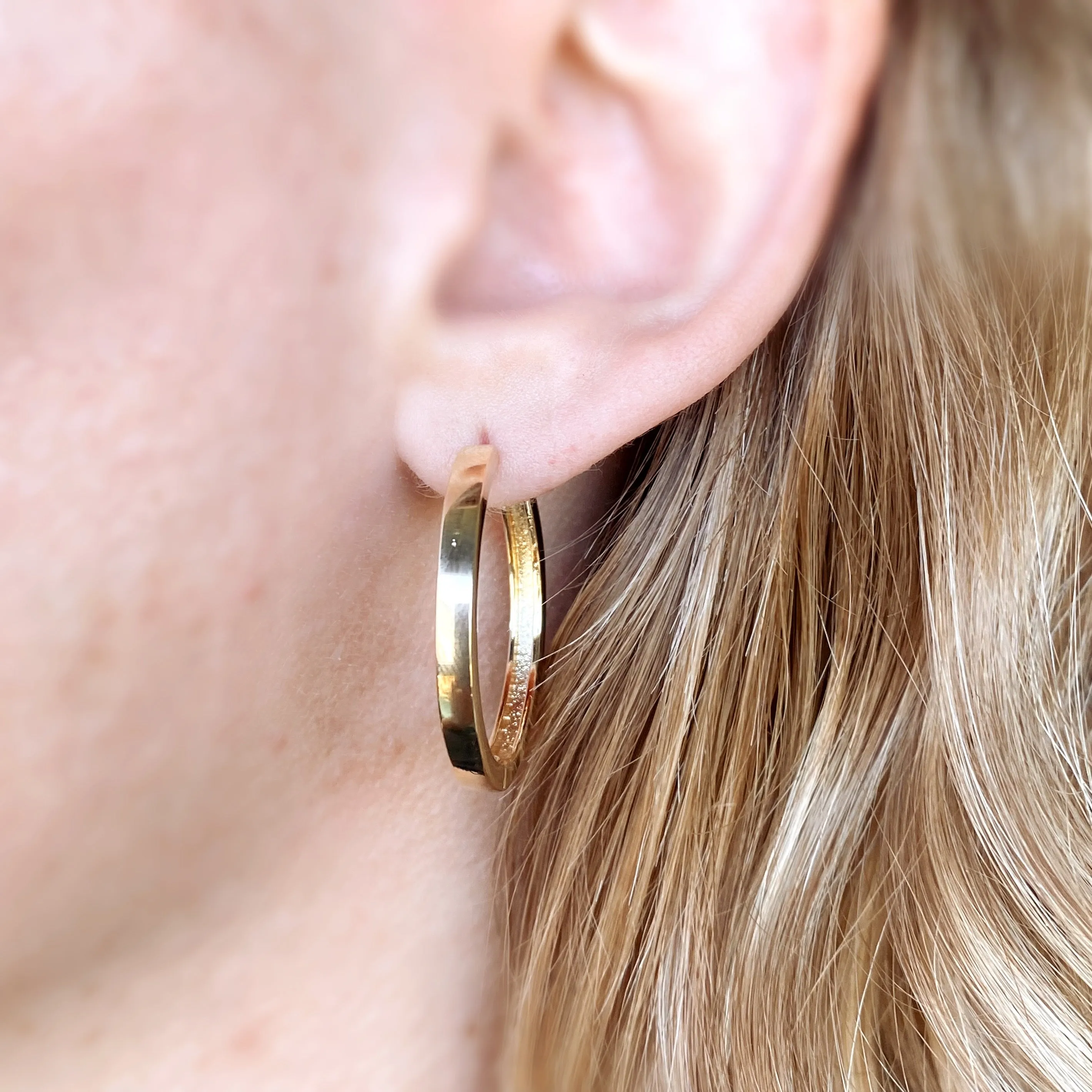 18k Gold Filled Flat Hoop Earrings