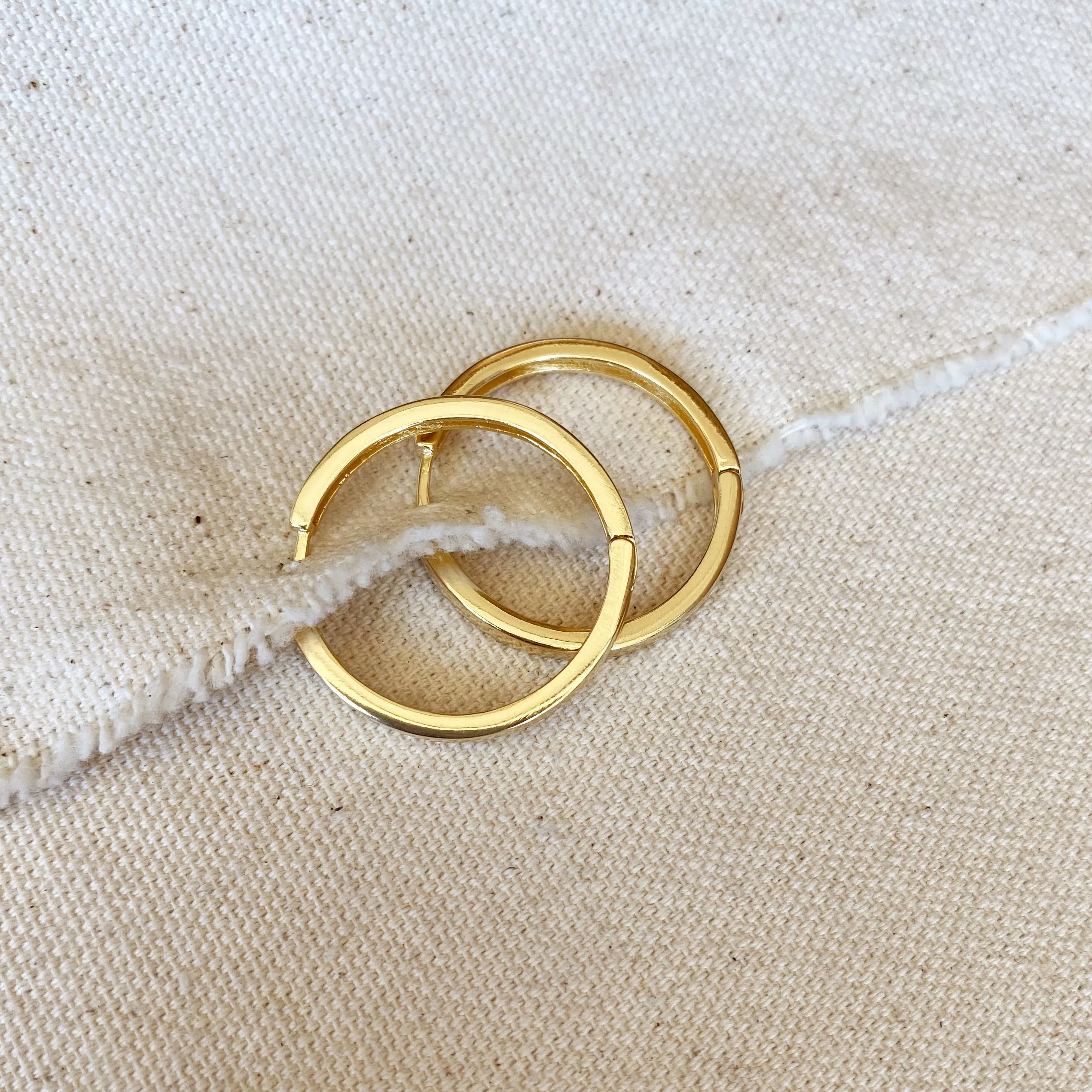 18k Gold Filled Flat Hoop Earrings