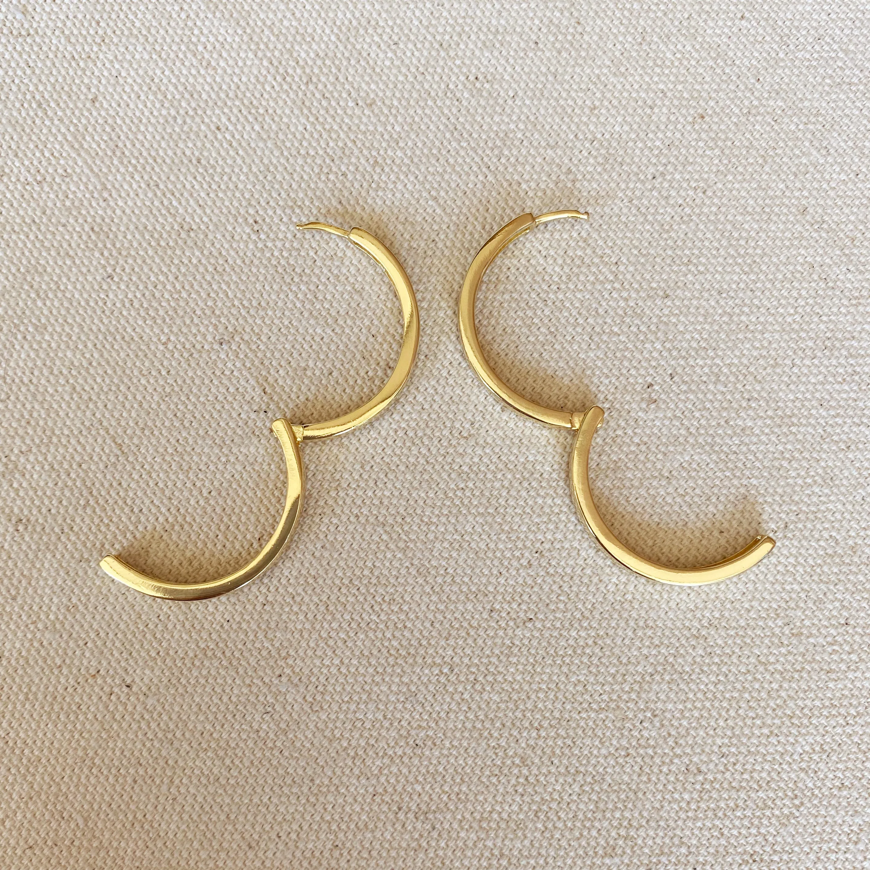 18k Gold Filled Flat Hoop Earrings