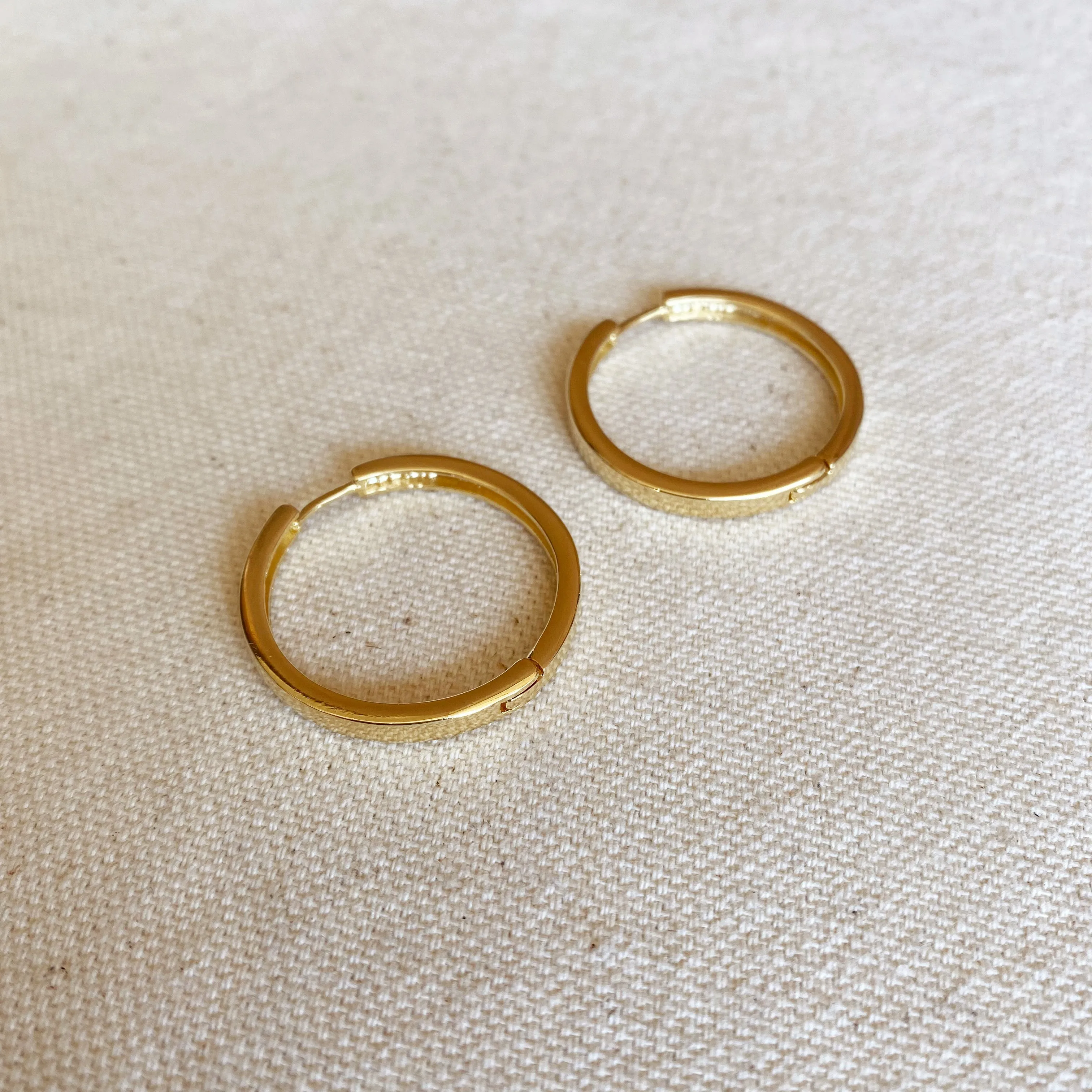 18k Gold Filled Flat Hoop Earrings