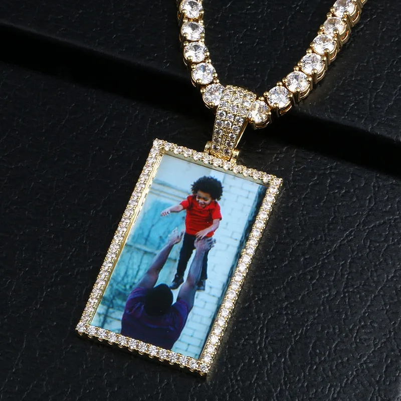 18K Gold Plated Picture Necklace-Personalized Photo Medallions Necklace For Men