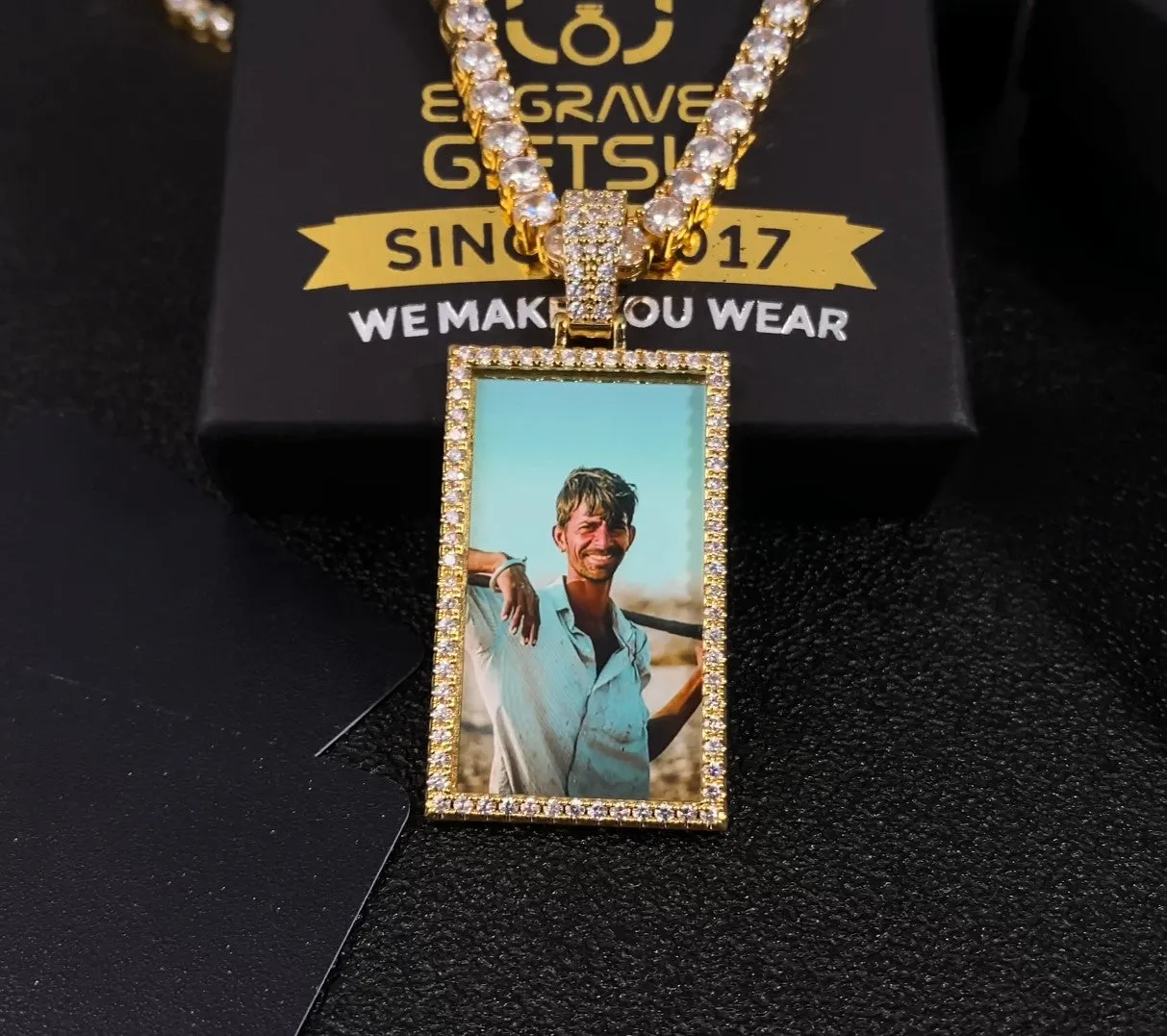 18K Gold Plated Picture Necklace-Personalized Photo Medallions Necklace For Men