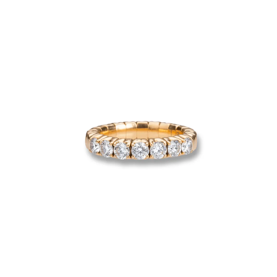 18K Gold Stretch & Stack Round Diamond Half Eternity Rings