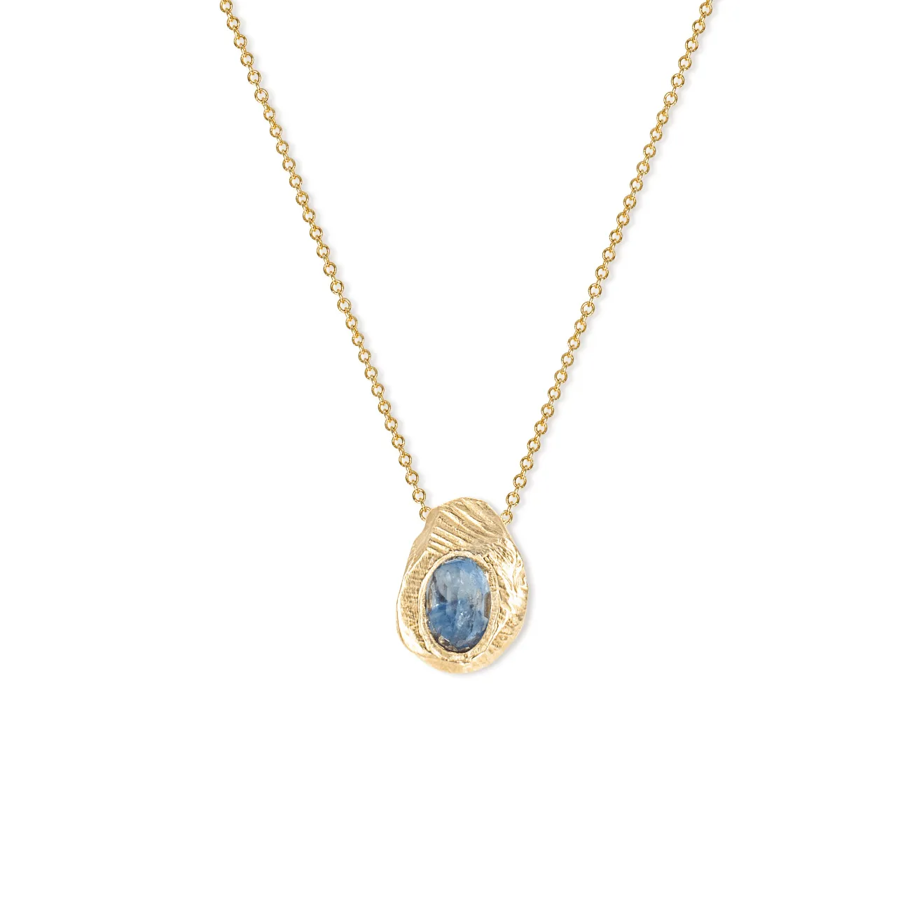 18K Oval Slider Necklace in Denim Blue Sapphire