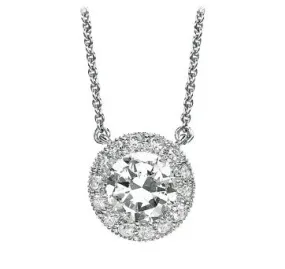 18K White Gold Diamond Pendant Surround By Diamonds