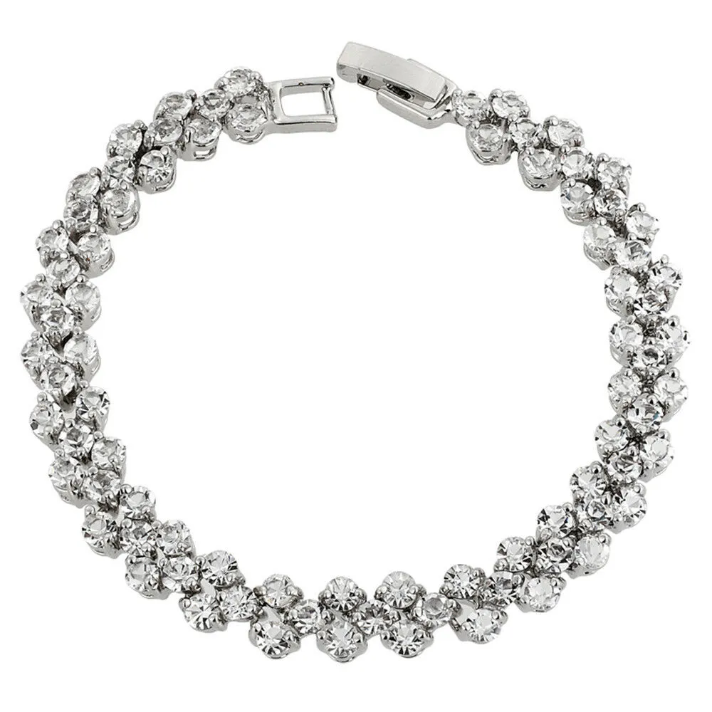 18K White Gold Plated Created White Sapphire Tennis Bracelet  7