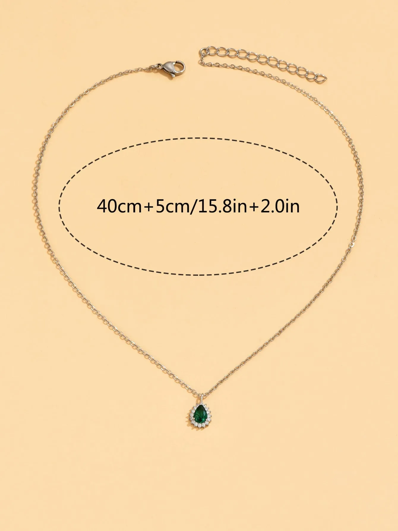 1pc Cubic Zirconia Water-drop Pendant Necklace Copper Jewelry