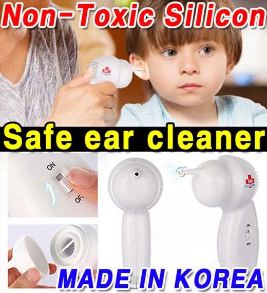 2 Pieces Ear Cleaners Wax Removers Cordless Vacuum Painless Suction Made in Korea Children Senior non-toxic silicone tube infections