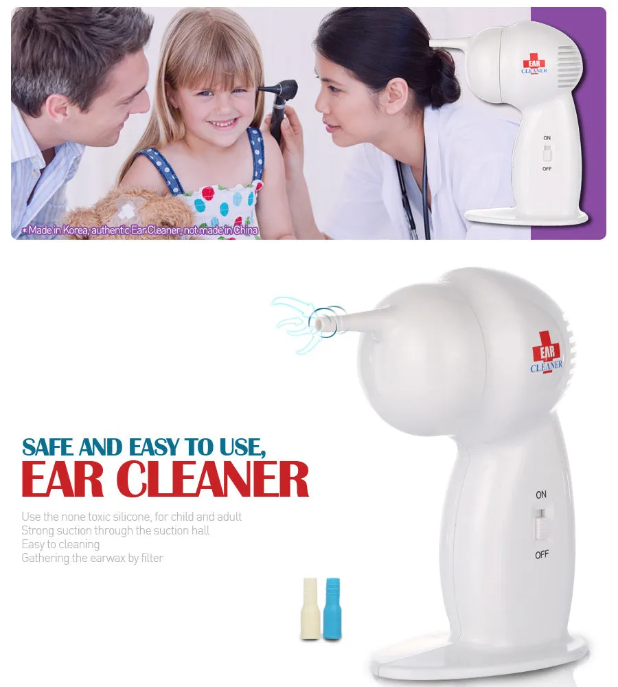 2 Pieces Ear Cleaners Wax Removers Cordless Vacuum Painless Suction Made in Korea Children Senior non-toxic silicone tube infections