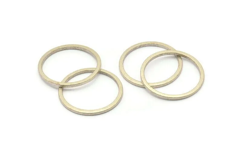 30mm Circle Connectors, 6 Antique Silver Plated Brass Circle Connectors (30x2x2mm) E010