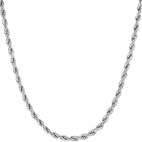 3mm Rope Chain, Rhodium