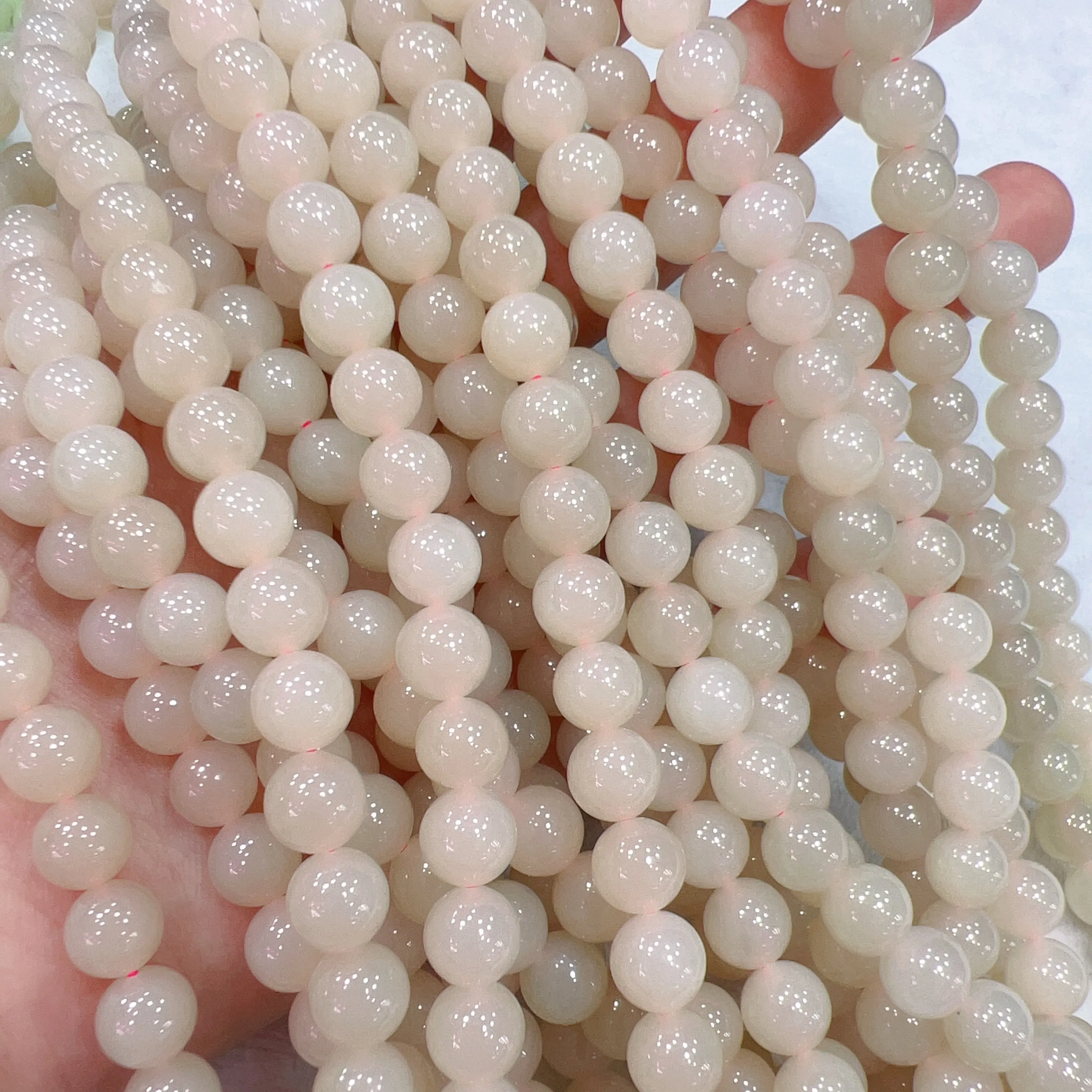 8mm Natural Pink Nephrite Round Bead Necklace Strands for DIY Jewelry Projects