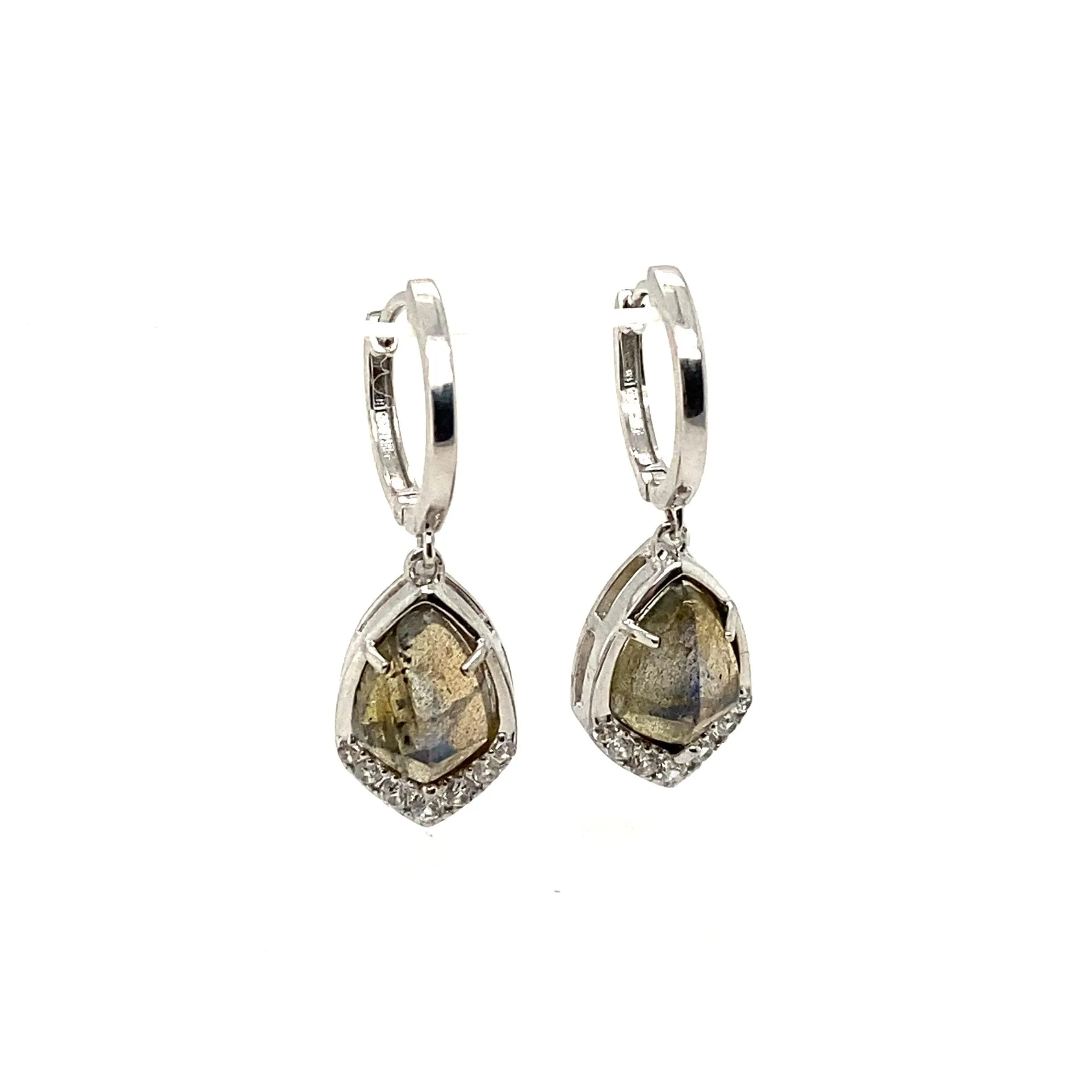 925 Gemstone Pear Drop Huggie Earrings