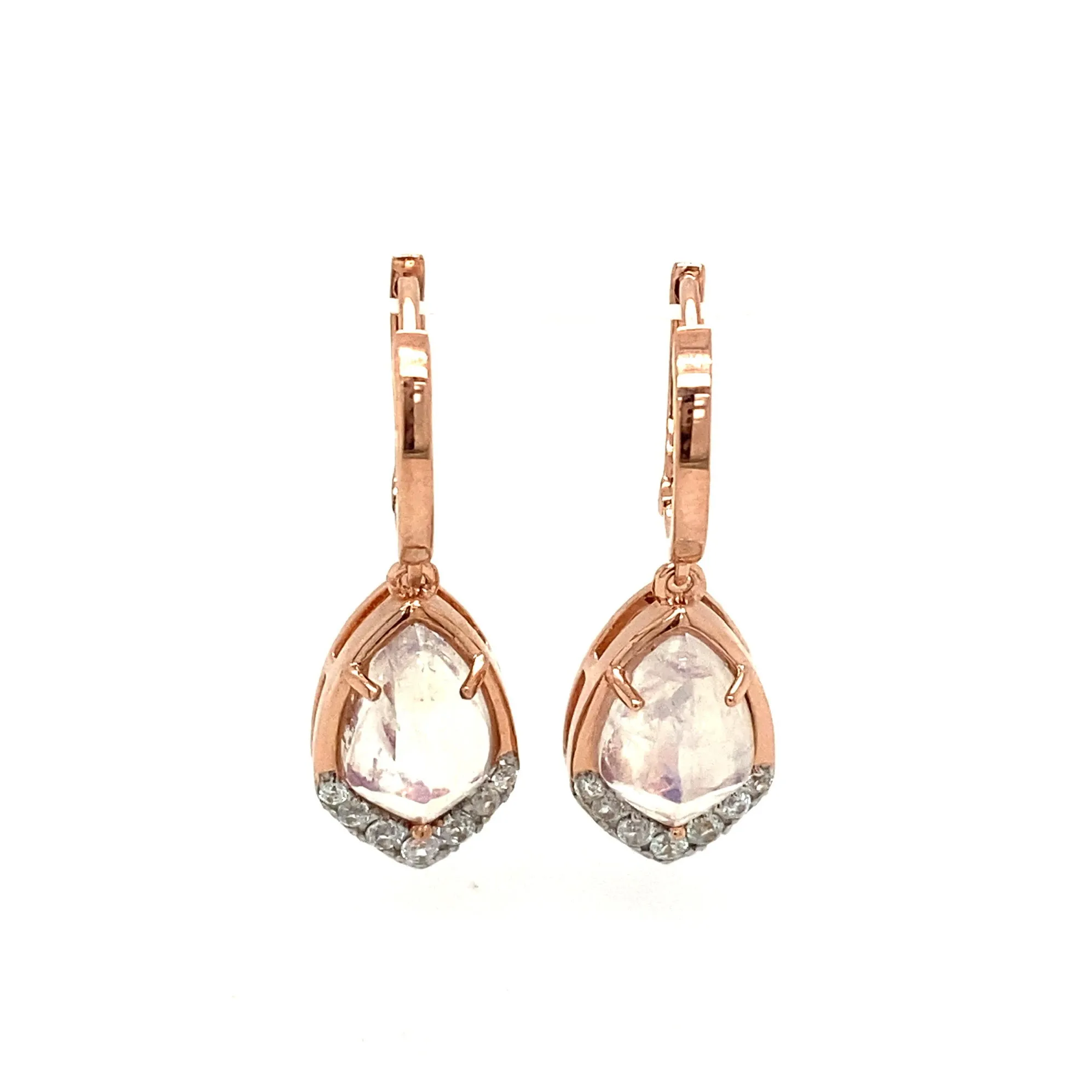 925 Gemstone Pear Drop Huggie Earrings