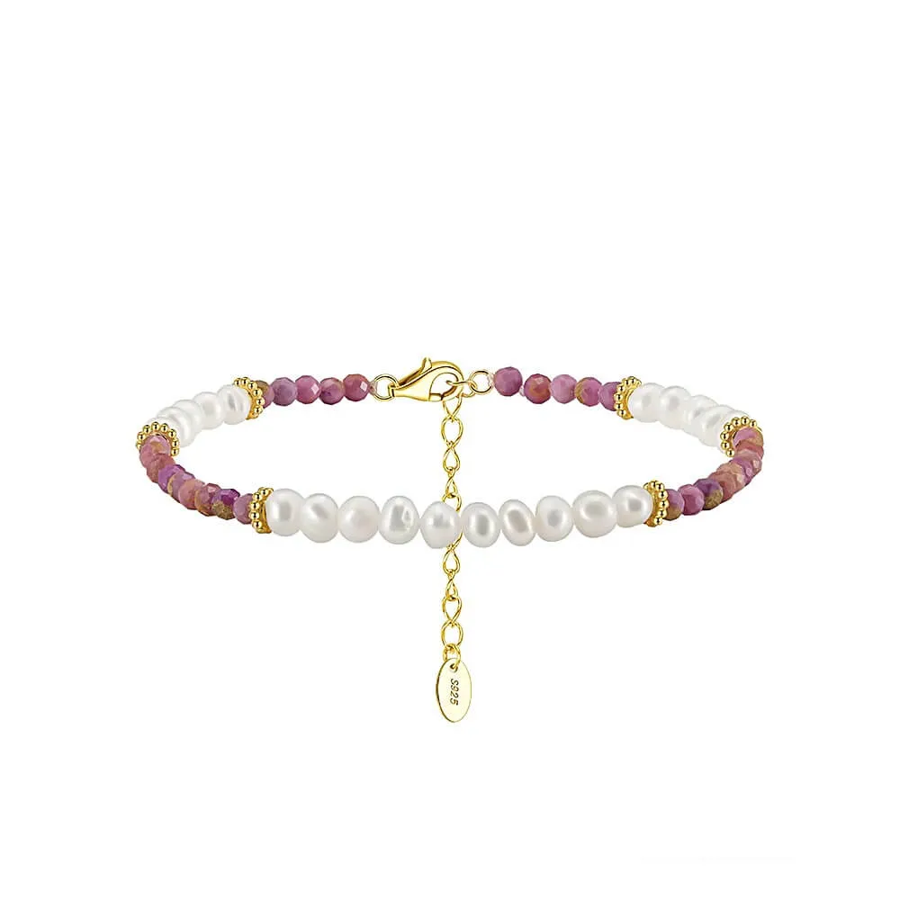 925 Silver Purple Mica Pearl Bracelet