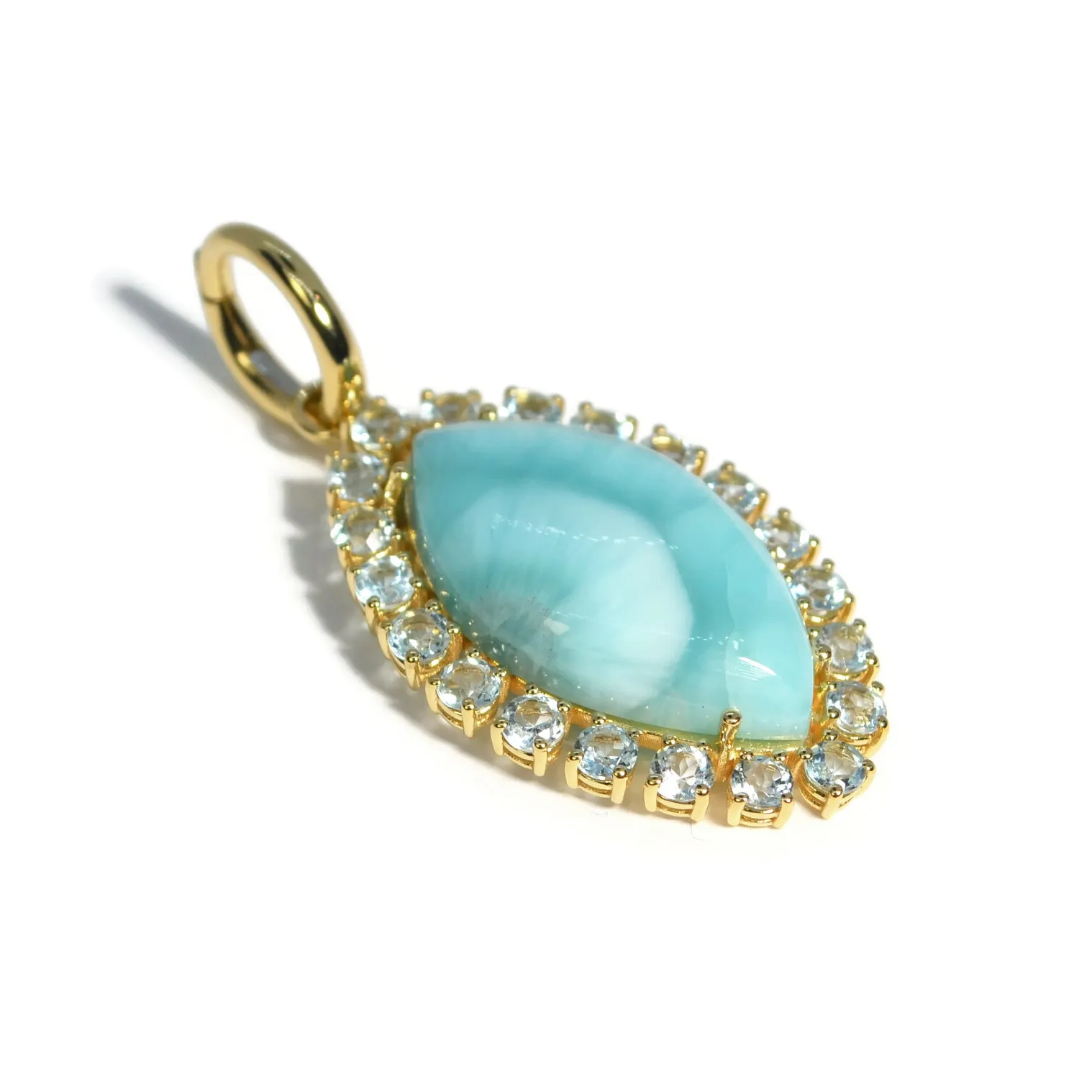 A & Furst - Sole - Pendant with Larimar and Sky Blue Topaz, 18k Yellow Gold