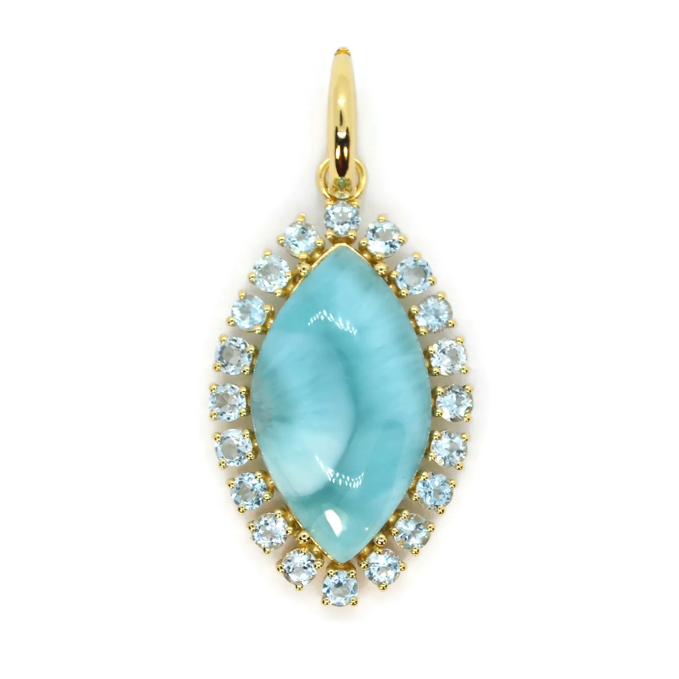 A & Furst - Sole - Pendant with Larimar and Sky Blue Topaz, 18k Yellow Gold