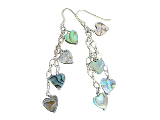 Abalone Heart Dangling Earrings