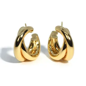 AFJ Gold Collection - Twisted Hoop Earrings, 18k Yellow Gold