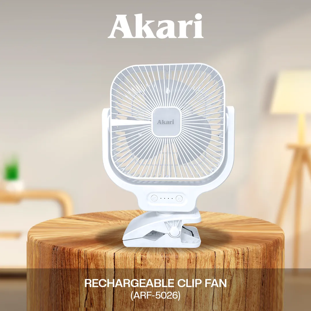 Akari TRIO BUNDLE : Akari 6 Rechargeable Clip Fan with Led Night Light (ARF-5026)