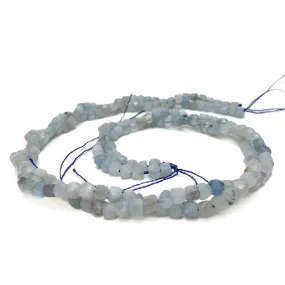 Aquamarine 4mm Faceted Cubes Bead Strand