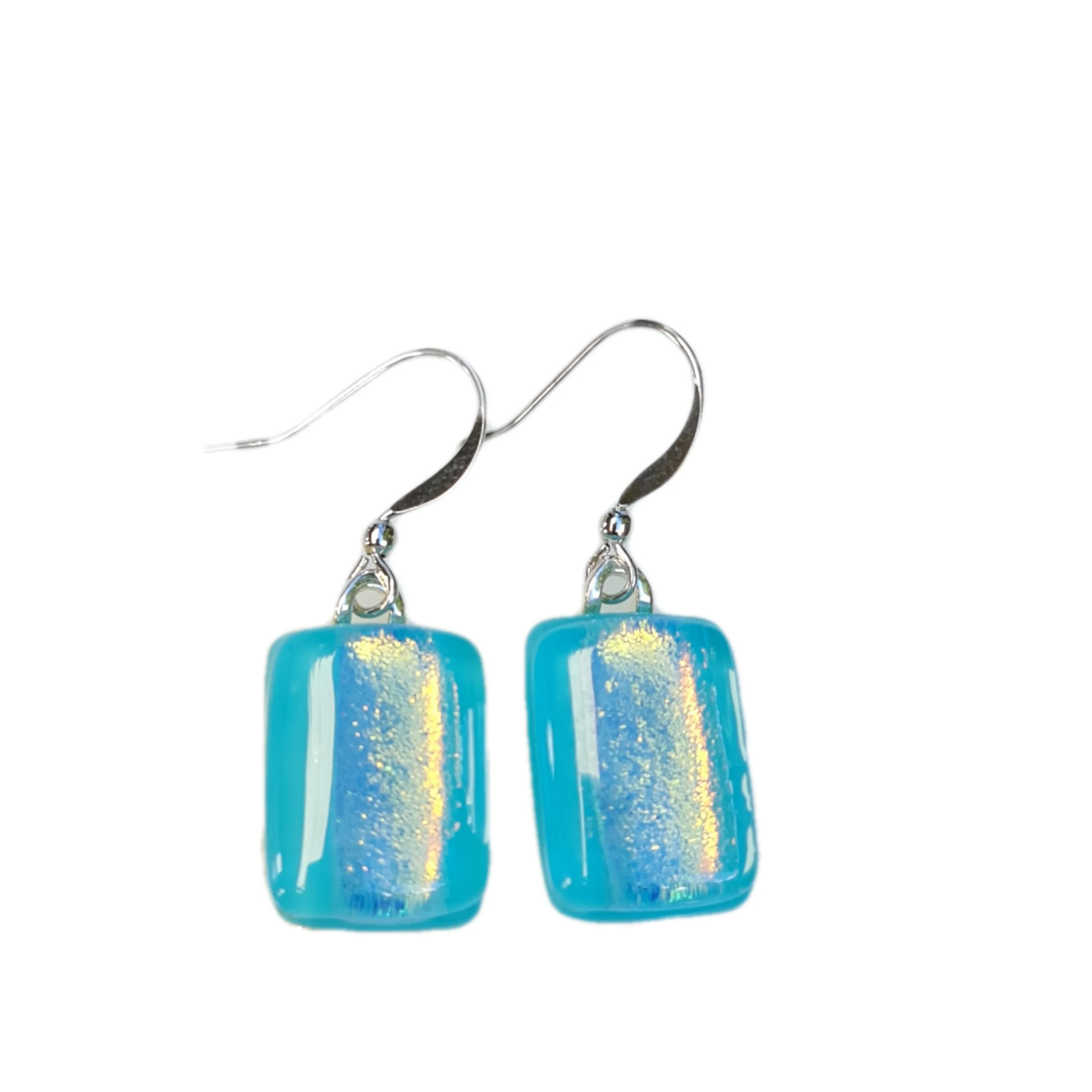 Artisan Glass drop earring Blue shimmer