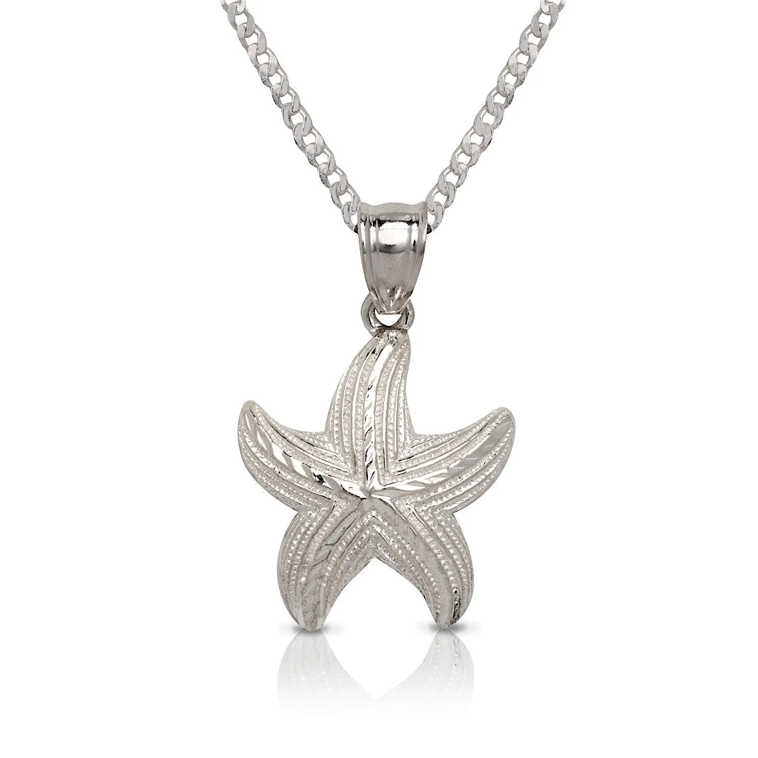 Better Jewelry NEW .925 Sterling Silver Starfish Pendant w. Cuban Chain Set