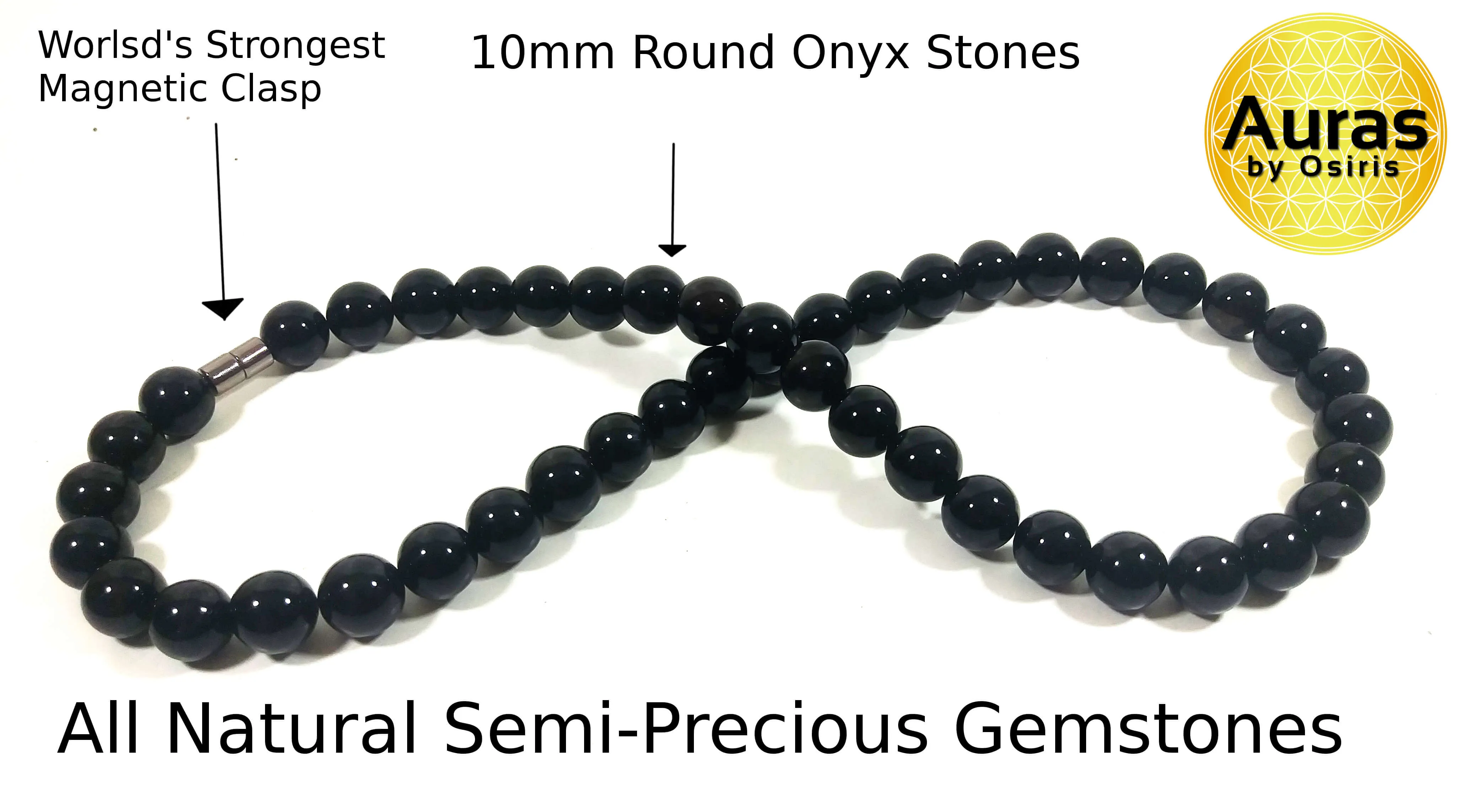 Black Onyx Necklace - 12mm Onyx Beads - Emf Protection - Protection Stones 22 inch