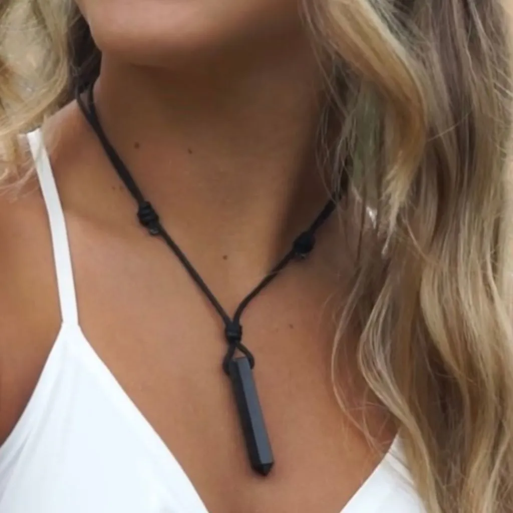 Black Tourmaline Point Necklace - EMF Protection