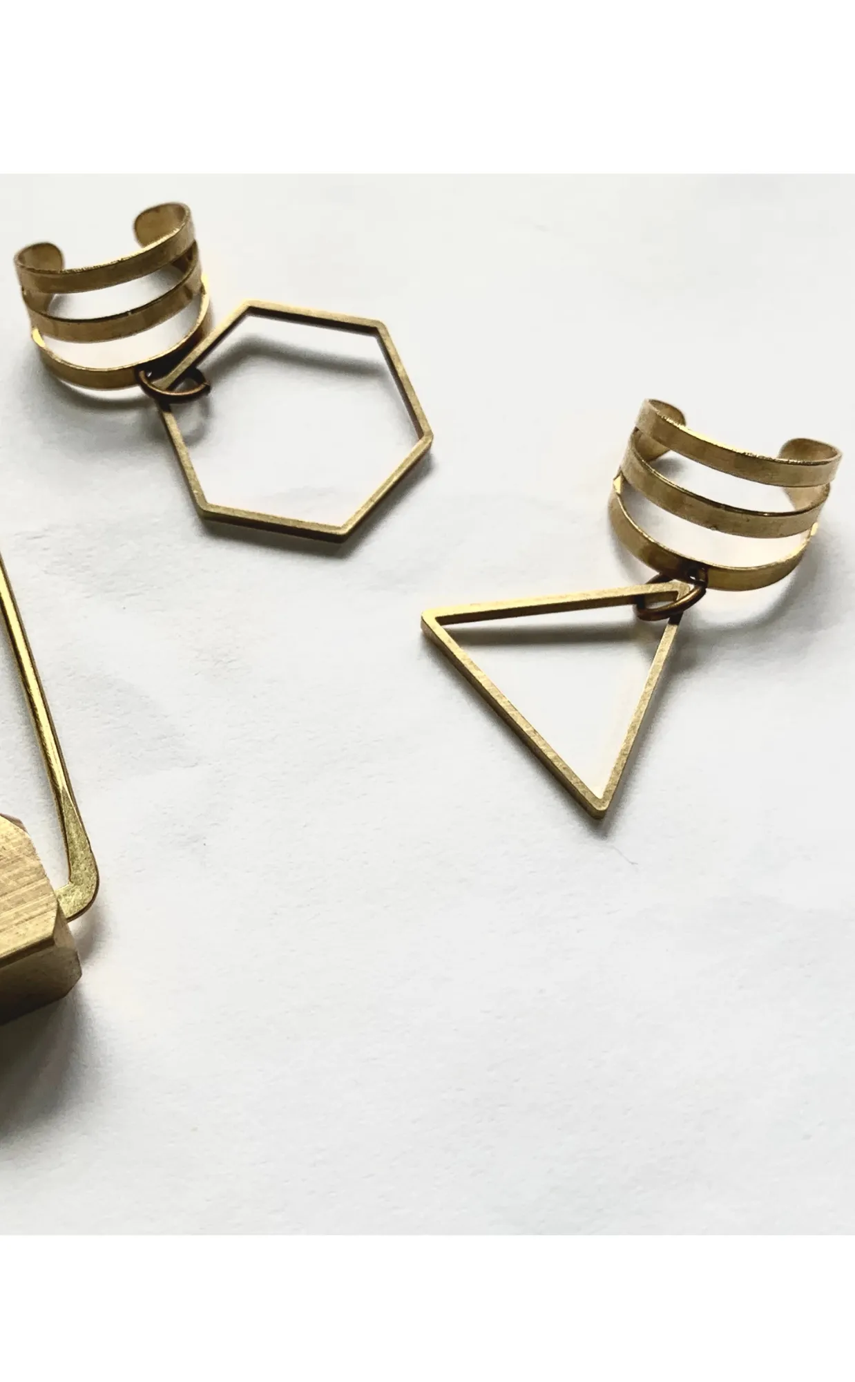 Brass Geometric Ear Cuffs