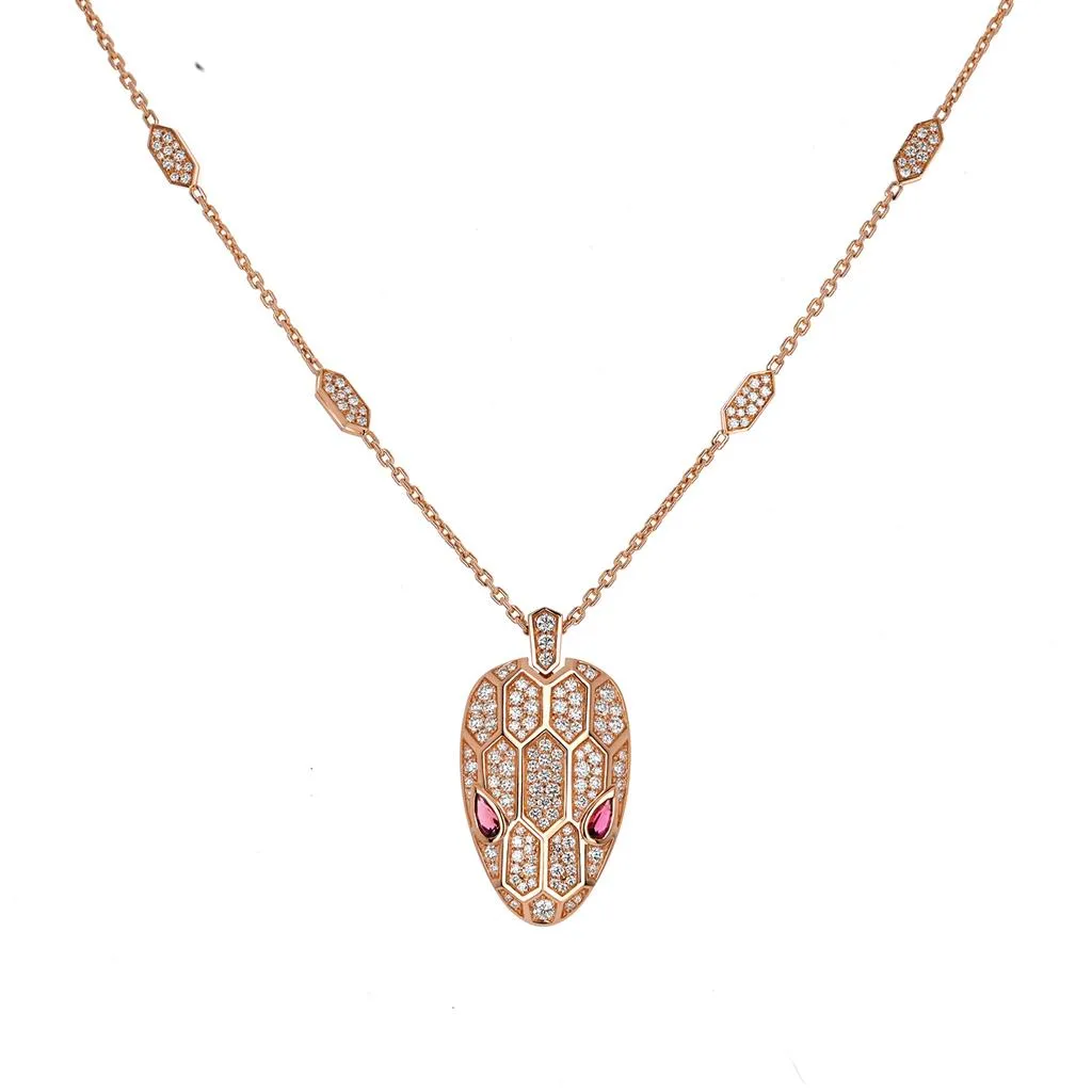 Bulgari Serpenti Necklace, Rubellite Eyes - Rose Gold