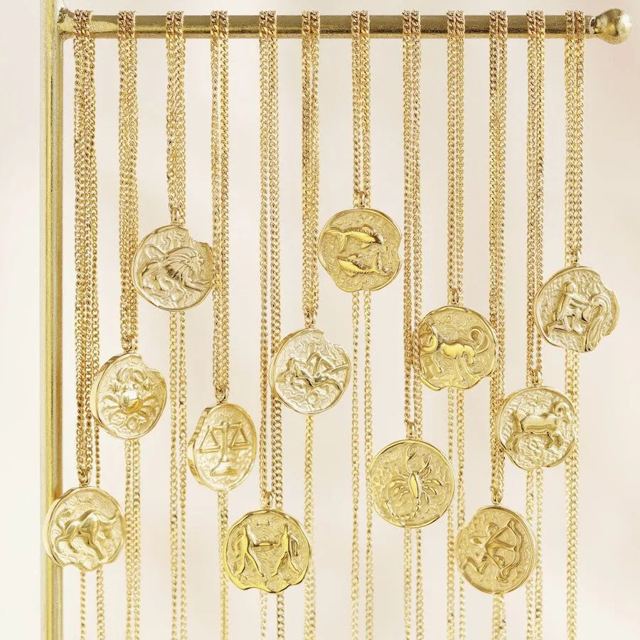 Cancer Zodiac Gold Pendant Necklace