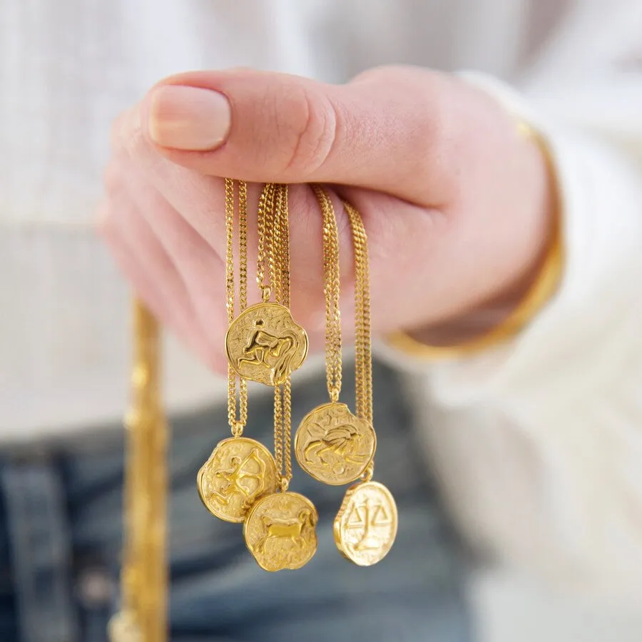 Cancer Zodiac Gold Pendant Necklace