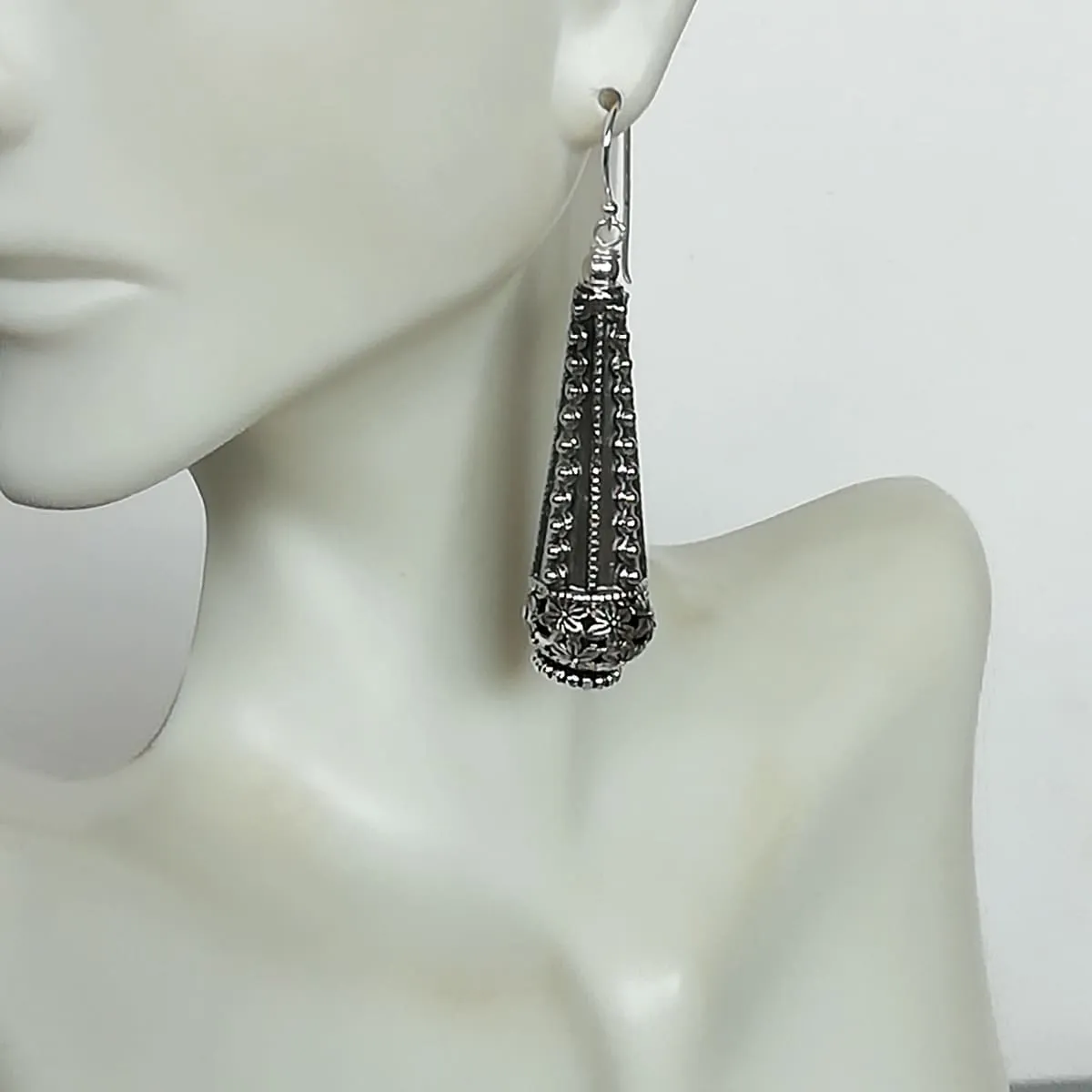 Chunky Egyptian danglers | Sterling silver long earrings  | Ethnic danglers | Statement earring | Bridal jewelry | Pretty earrings | E892