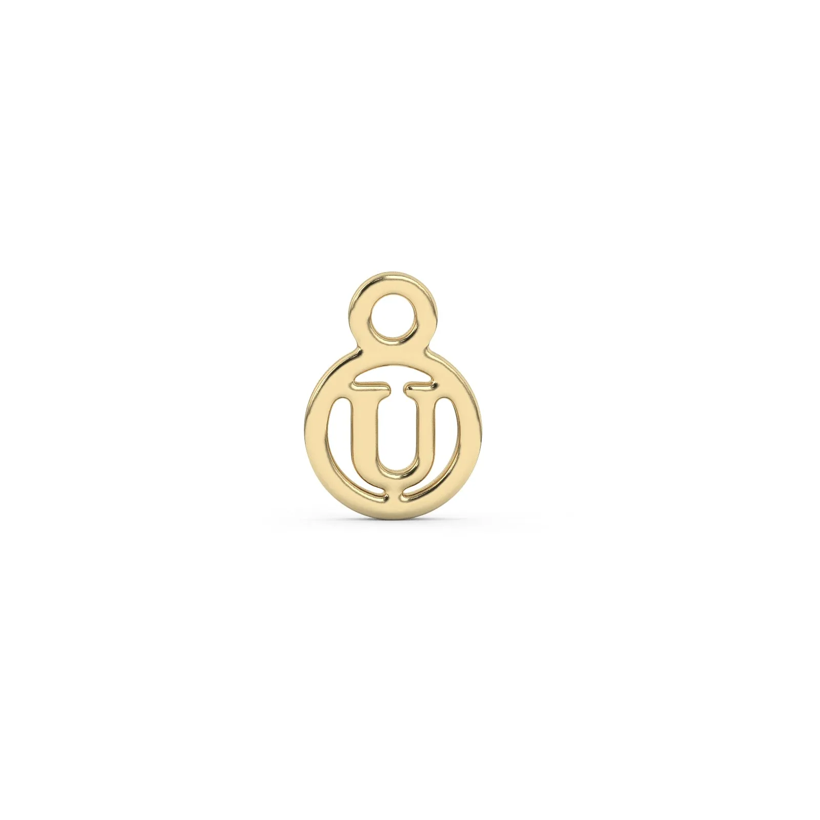 Circle Initial Charm - U | 10k Yellow Gold