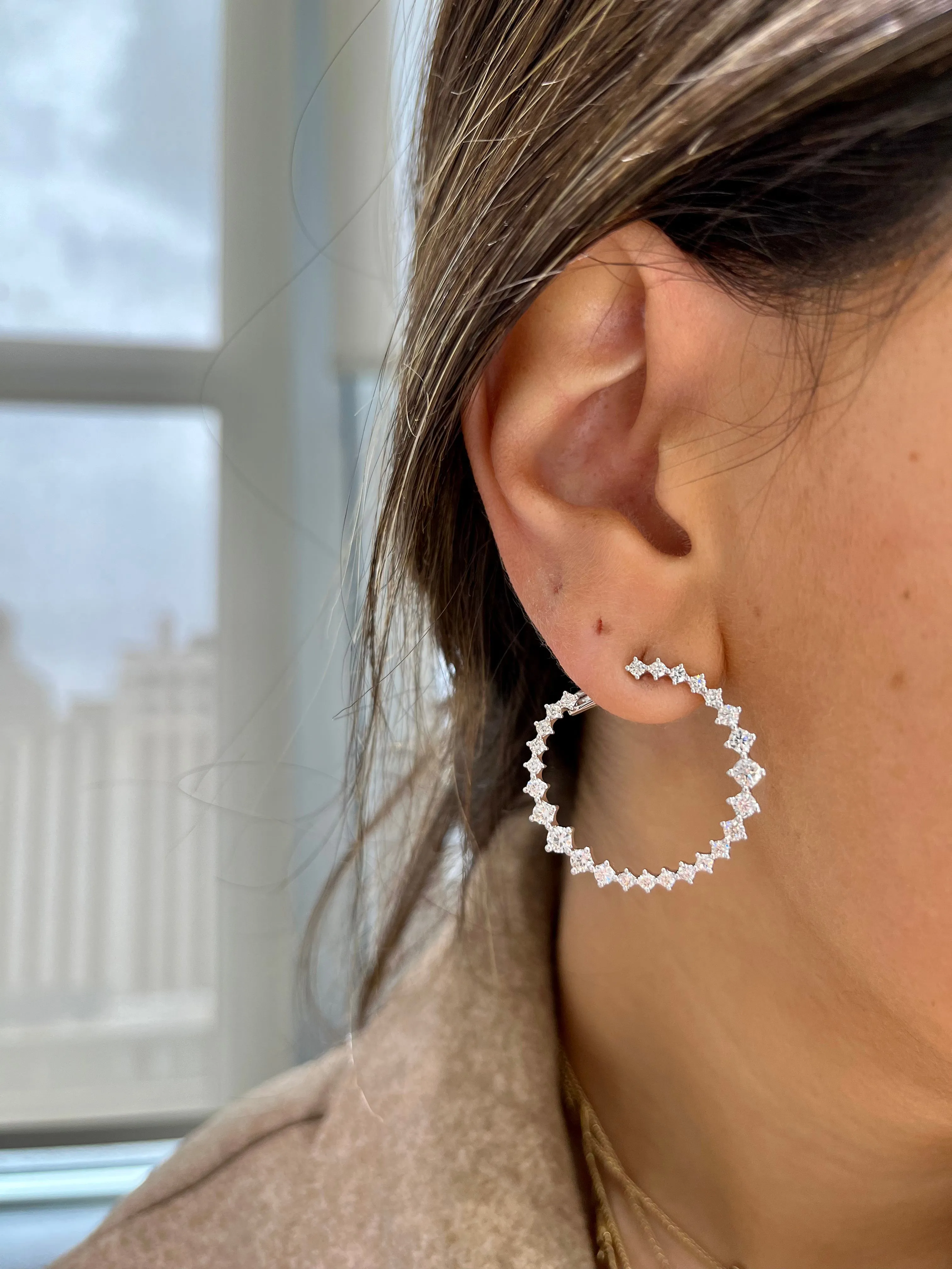 Circular Graduated Diamond Statement Earrings