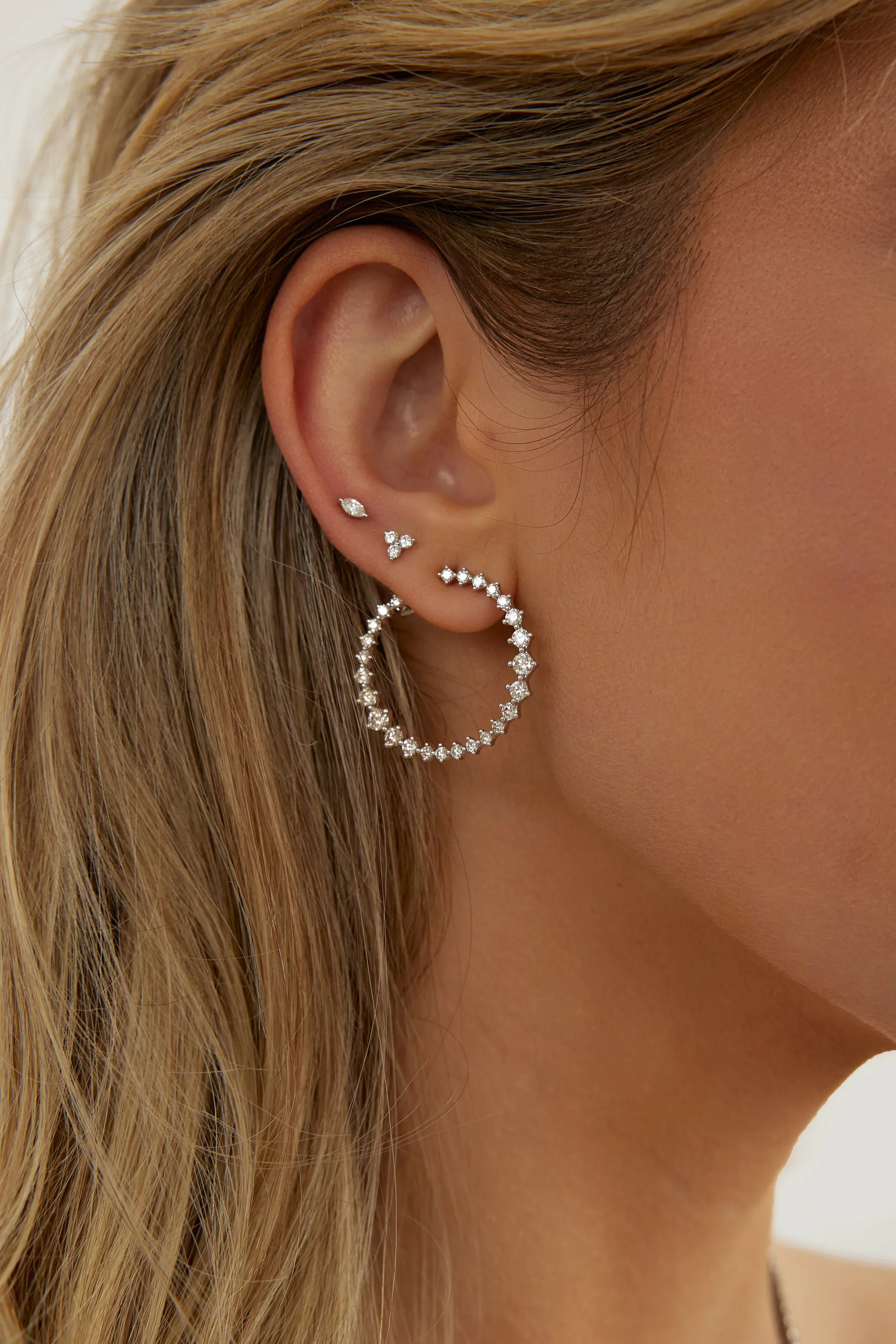 Circular Graduated Diamond Statement Earrings