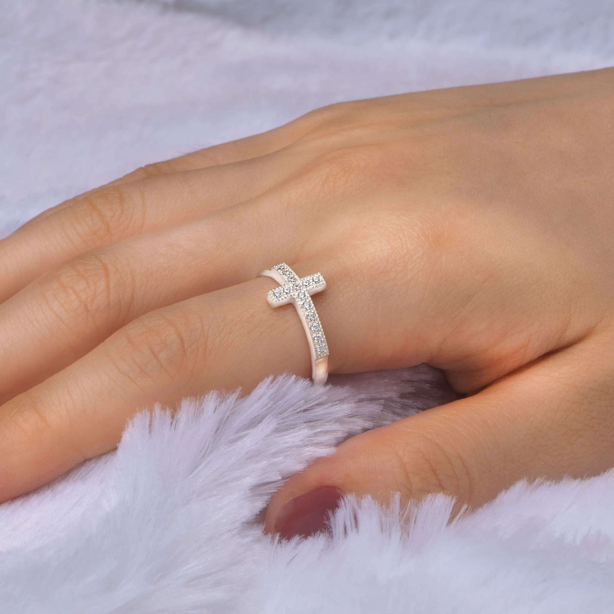 Classic Sideways Cross Rings Sterling Silver