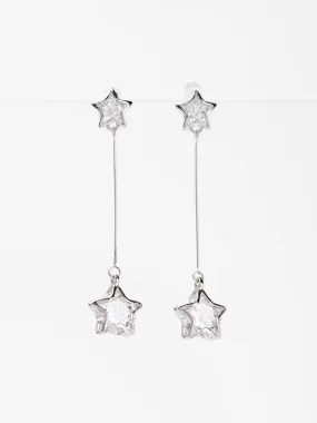 Clementine White Gold Plated Star CZ Drop Earrings