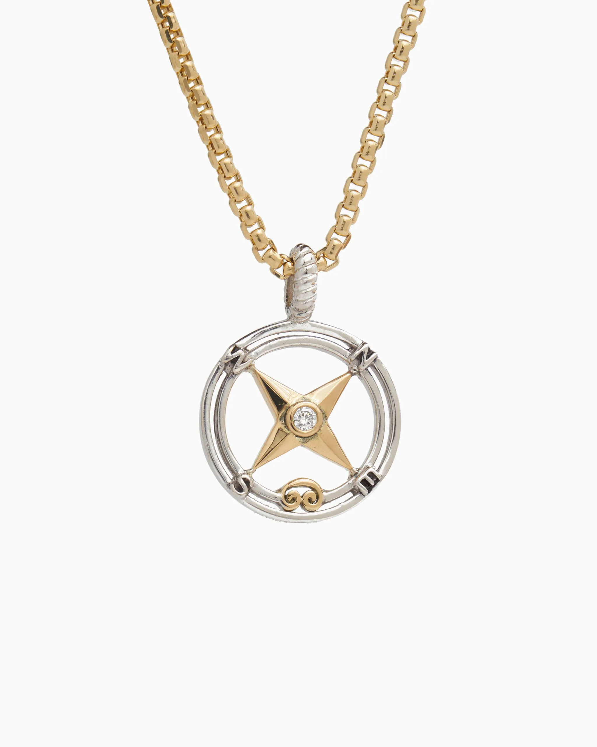 Compass Pendant with Diamond & Petroglyph