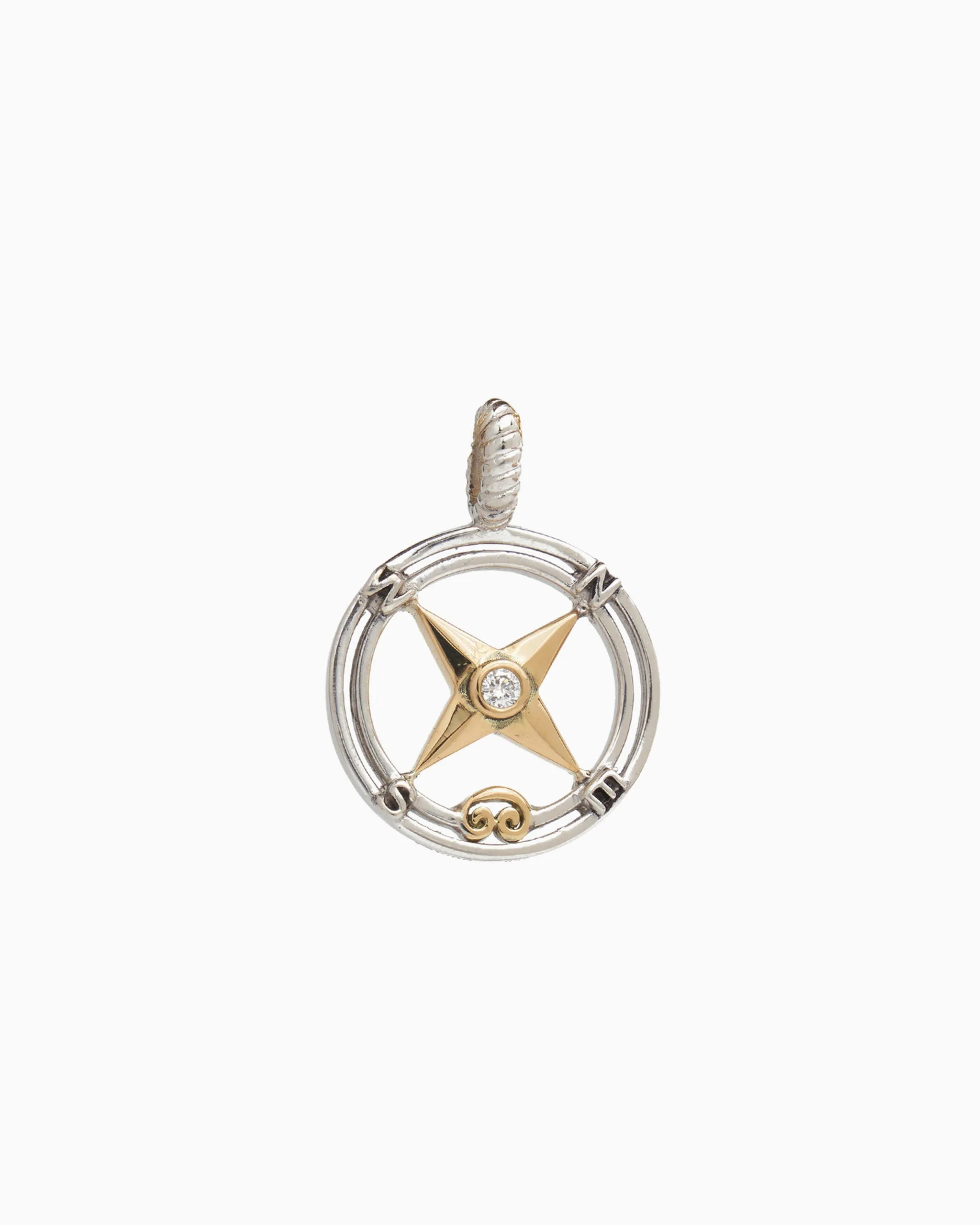 Compass Pendant with Diamond & Petroglyph