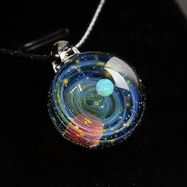 Cosmic Opal Glass Sphere Necklace